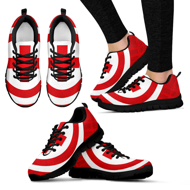 Women's Bold Red Cross Mesh Sneakers