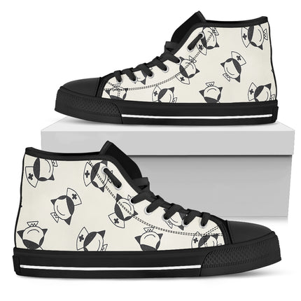 Nurse White Canvas Hi Top With Smiling Nurse