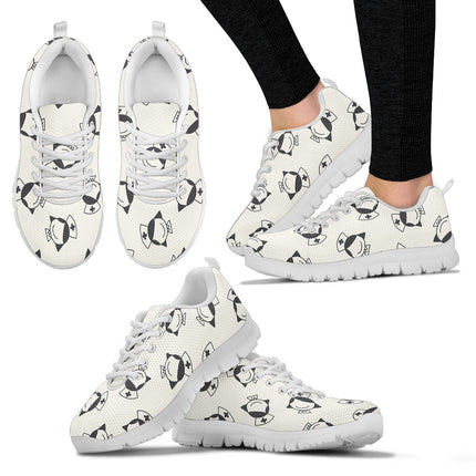 White Mesh Nurse Sneaker With Smiling Nurse