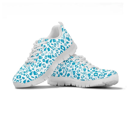 Women's Light Blue Mesh Nurse Sneakers With Medical Graphics